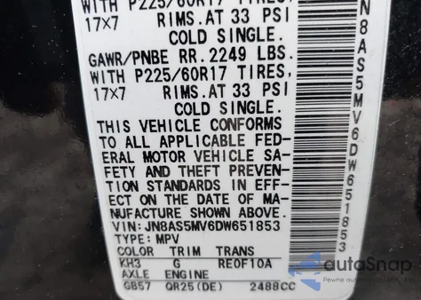 2013 Nissan Rogue Sv из США, поврежденный, VIN JN8AS5MV6DW651853